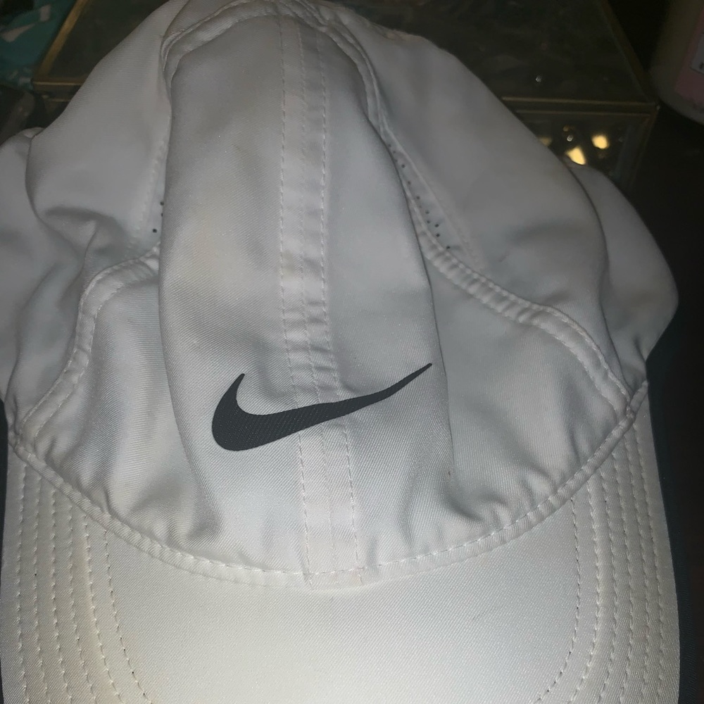 Nike white hat with black check mark